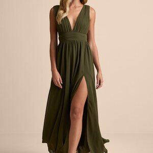 Lulus Heavenly Hues Olive Maxi Dress Green - Size L ~ never worn!